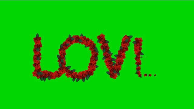 LOVE, надпись из цветов Футажи HD Footage red animated roses title LOVE смотреть онлайн