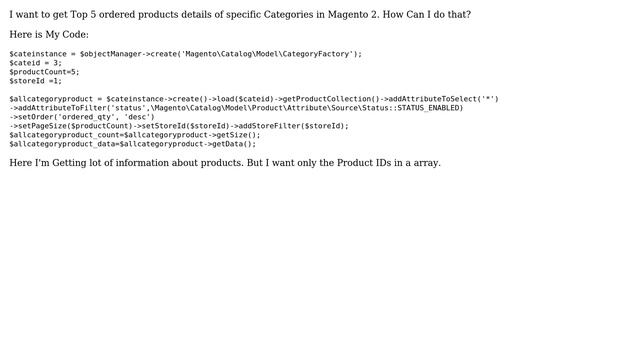 Magento: How to get Top 5 ordered products details of specific Categories in Magento 2? смотреть онлайн