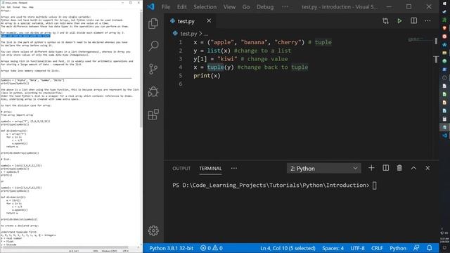 Python Tutorial Guide #6 - Python Arrays and Tuples смотреть онлайн