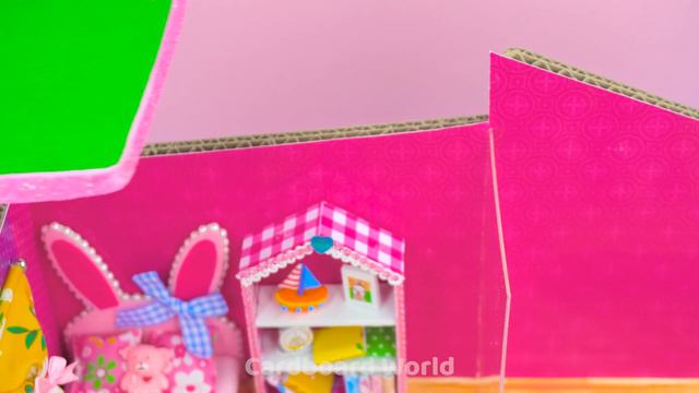 DIY Miniature Cardboard House #206 ❤️ Design And Build White Bunny House With Pool From Cardboard