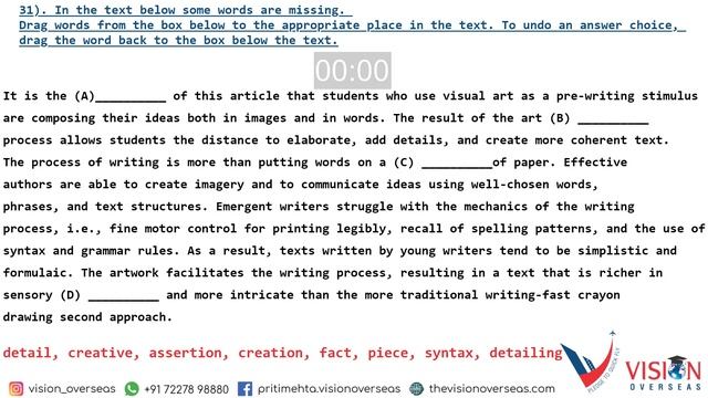 Reading: Fill in the blanks | March Edition | Most Expected 62 Questions | PTE 2021| Vision Oversea смотреть онлайн