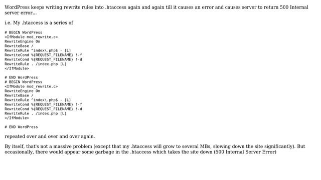 Wordpress: WordPress keeps writing rewrite rules to .htaccess смотреть онлайн