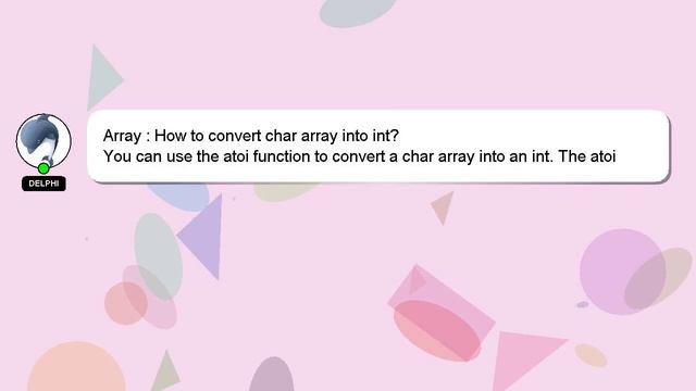 Array : How to convert char array into int? смотреть онлайн