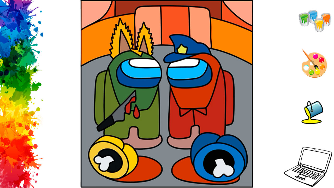 Раскраски для детей Амонг Ас на компьютере, раскрашиваем простые детские рисунки смотреть онлайн