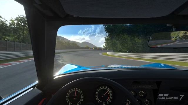 Gran Turismo 7 Chevrolet Corvette Convertible C3 69 Showcase And Test Drive In Deep Forest Raceway.