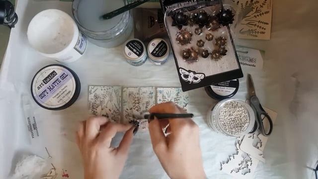 Mixed Media ATC's With Finnabair Rust Effect Paste Military