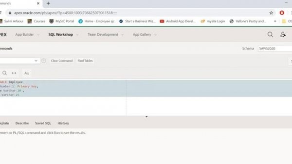 APEX Oracle SQL Create Tables