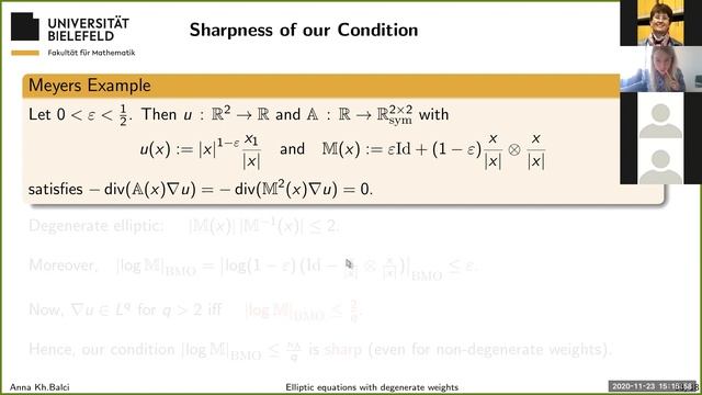 23.11.20 | A. S. Khripunova-Balci | Elliptic equations with degenerate weights смотреть онлайн