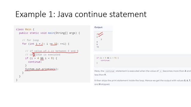 continue statement in java смотреть онлайн