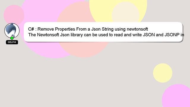 C# : Remove Properties From a Json String using newtonsoft смотреть онлайн
