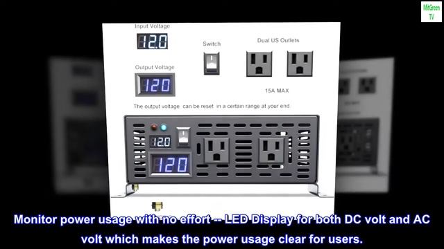 WZRELB 1500W Continuous Pure Sine Wave Inverter DC 12V to AC 120V Car Power Inverter with Dual AC смотреть онлайн