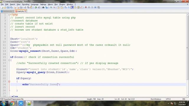 Part 16 -2 Insert data into database using MySQLi in PHP смотреть онлайн