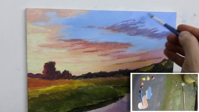 #55 How To Paint A Sunset Sky | Oil Painting Tutorial смотреть онлайн