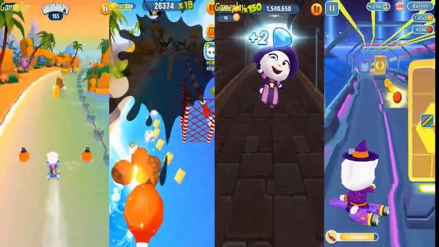 Talking Tom Jetski 2 VS 3 VS TOM GOLD RUN VS Panda Panda Run Game WITCH ANGELA WITCH KOKO Gameplay смотреть онлайн