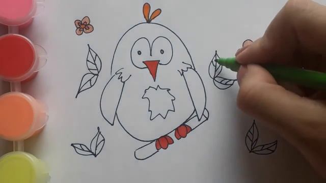 Рисуем с ребенком птичку. Как научиться рисовать быстро. Детский канал Легкие Рисунки. смотреть онлайн