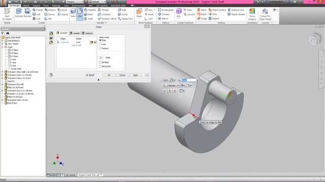 Engine Crank Shaft (Video Tutorial) Autodesk Inventor смотреть онлайн