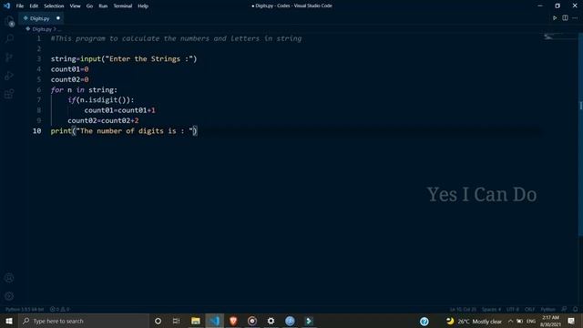 Calculate the Number of Digits and Letters | Python Program смотреть онлайн