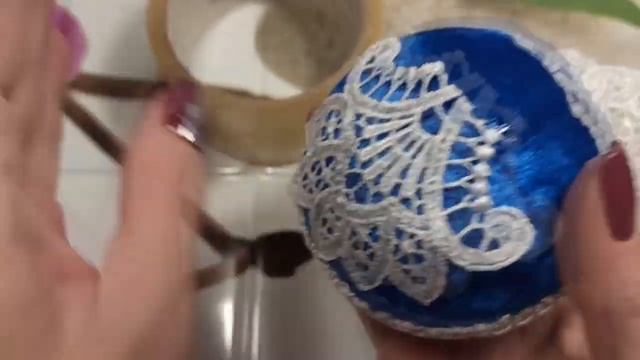 МК - синий новогодний шар из бархата, товары с АлиЭкспресс смотреть онлайн