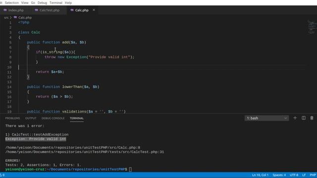 Validar excepciónes en PHP con PHPUnit смотреть онлайн