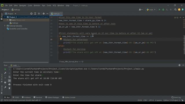 Python Project 1: Military Time Alarm смотреть онлайн