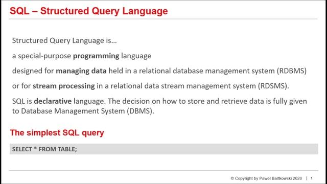 SQL [1] Basics смотреть онлайн