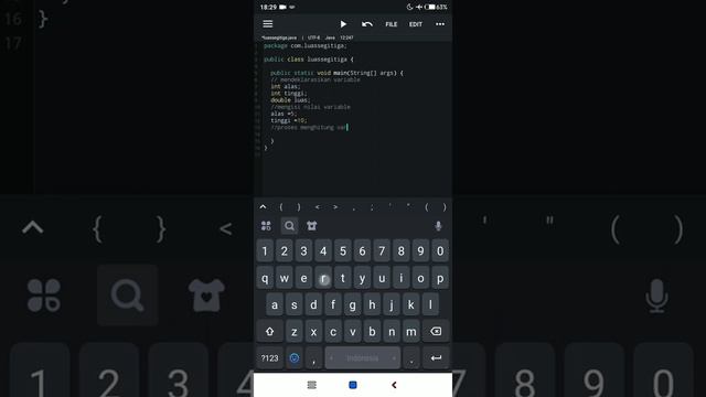 MENGHITUNG LUAS SEGITIGA DIDALAM APLIKASI JAVA N IDE. смотреть онлайн