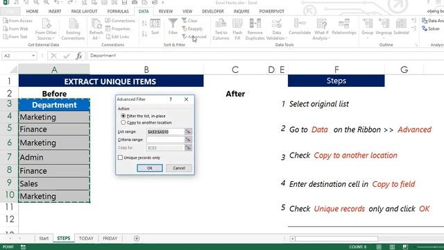 Extract Unique Items from a List смотреть онлайн