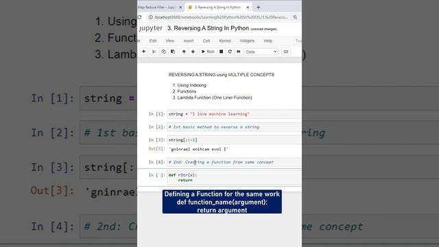 6. Reversing a string in #Python #Lambda #Functions, #Slicing #Indexing #Dicing #jupyternotebook смотреть онлайн