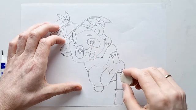 Learn to Draw panda: Step by Step Tutorial for Kids - How to draw a panda on bamboo смотреть онлайн