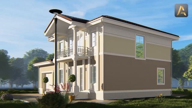 Грамотный проект дома в стиле современная классика. Обзор двухэтажного дома с гаражом и балконами смотреть онлайн