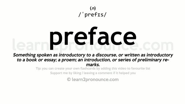 Pronunciation Of Preface | Definition Of Preface