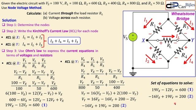 DC Electric Circuits | Node Voltage Method - Wheatstone Bridge Circuit | Calculations & Simulations смотреть онлайн