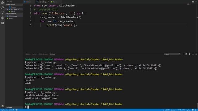 Read CSV files with DictReader : Python tutorial 224 in Hindi смотреть онлайн