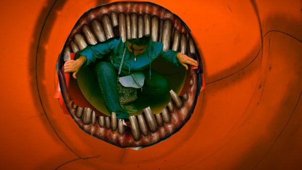 Горкапожиратель. Поспорил с горкой-пожирателем