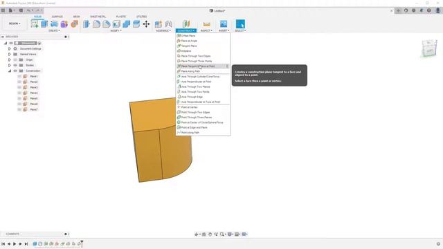Fusion 360 Инструменты создания плоскостей смотреть онлайн
