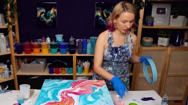 Vibrant PINK & Soft BLUE ?3D Effect Spring Rebirth ~ BREAKING THROUGH Acrylic Pouring | Fluid Art