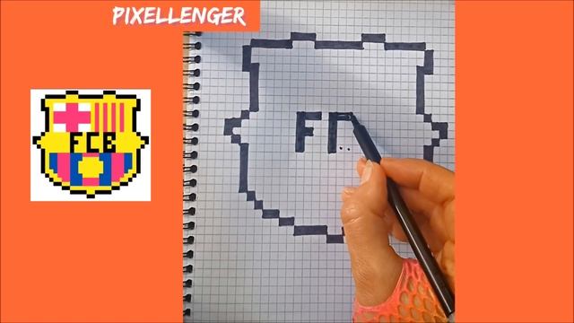 FCB логотип Как рисовать по клеткам футбольный клуб Барселона Простые рисунки How to Draw Pixel Art смотреть онлайн