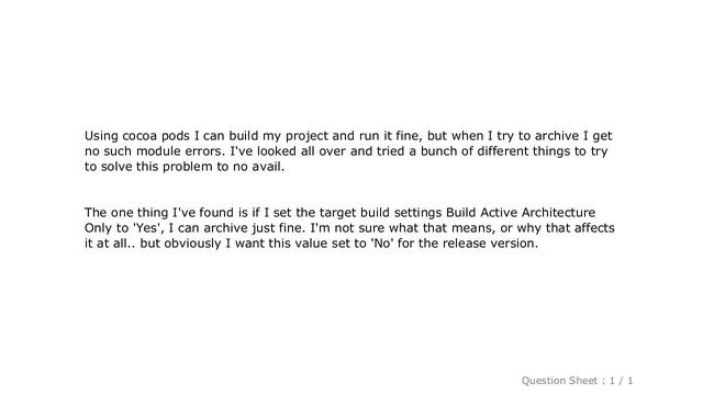 iOS : xcode no such module error when archiving смотреть онлайн