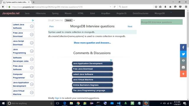 Syntax used to create collection in mongodb.
| javapedia.net смотреть онлайн