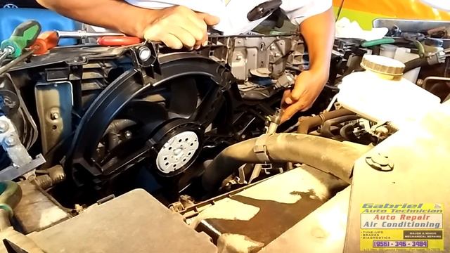 Clacking Noise In Front Of My Car Engine. Damaged Cooling Radiator Fan. Nissan Pathfinder 2014.