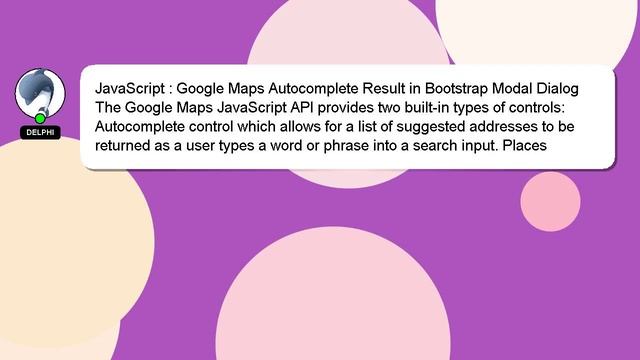 JavaScript : Google Maps Autocomplete Result in Bootstrap Modal Dialog смотреть онлайн