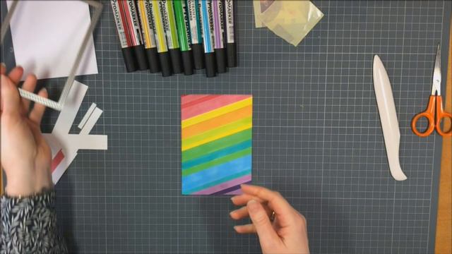 Easy DIY Rainbow Card With Paper Strips And Alcohol Pens