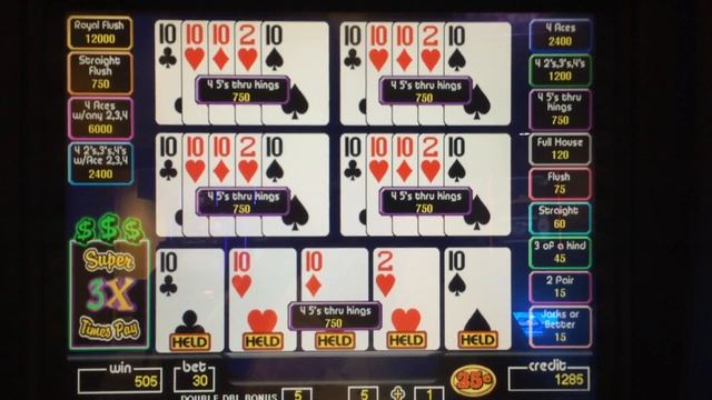 Super Times DD Video Poker- .25 5 play poker смотреть онлайн