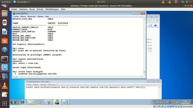 Oracle Data-base 10 G: Création des utilisateur et les tables (étudiants et filières) смотреть онлайн