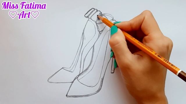 How to draw High Heels for beginners || Pencil sketch || Как нарисовать туфли на каблуках смотреть онлайн