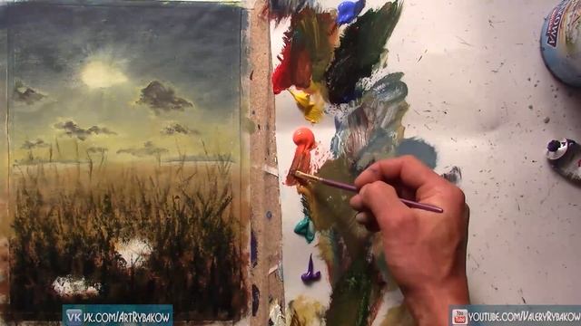 Poppy field at sunset. How to paint summer landscape ? ACRYLIC paintig! Time Lapse Speed Art DEMO смотреть онлайн