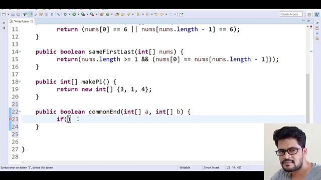 04 Codingbat Array 1 commonEnd Java coding practice UiBrains by Naveen Saggam смотреть онлайн