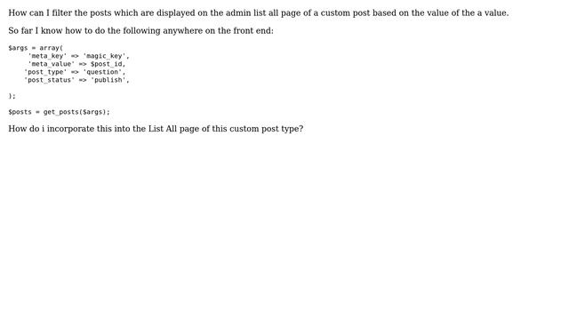 Wordpress: Filter posts of custom post type by meta key in (List All Section) смотреть онлайн