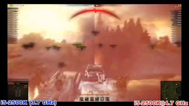 World of Tanks i5 2500K 3,7 vs @4,7 GHz Мурованка смотреть онлайн