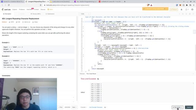 Terrible LeetCode in Kotlin: #424 Longest Repeating Character Replacement смотреть онлайн